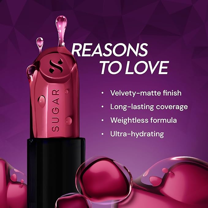 sugar cosmetics glide peptide serum lipstick with hyaluronic acid & vitamin e | velvet matte finish | long lasting & pigmented | 1 swipe full coverage | 4.2gm 02 positano peach